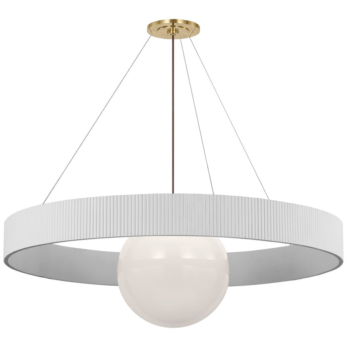 Visual Comfort Signature WS 5002HAB/WHT-WG LED Chandelier, Hand-Rubbed Antique Brass and White Glass