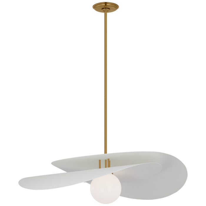 Visual Comfort Signature WS 5050HAB/WHT-WG LED Pendant, Hand-Rubbed Antique Brass and Matte White