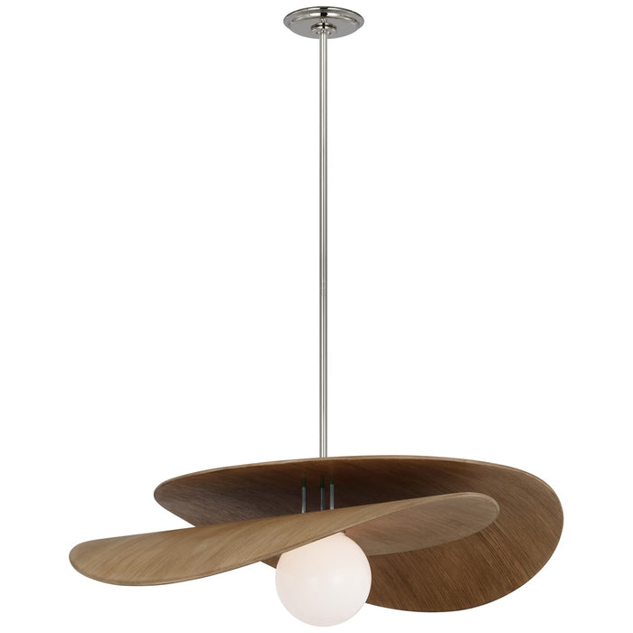 Visual Comfort Signature WS 5050PN/NO-WG LED Pendant, Polished Nickel and Natural Oak