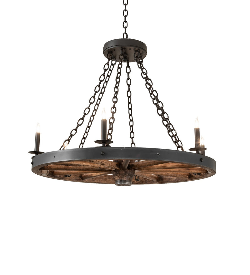 Meyda Tiffany 266690 Six Light Chandelier, Wrought Iron/ Dark Walnut
