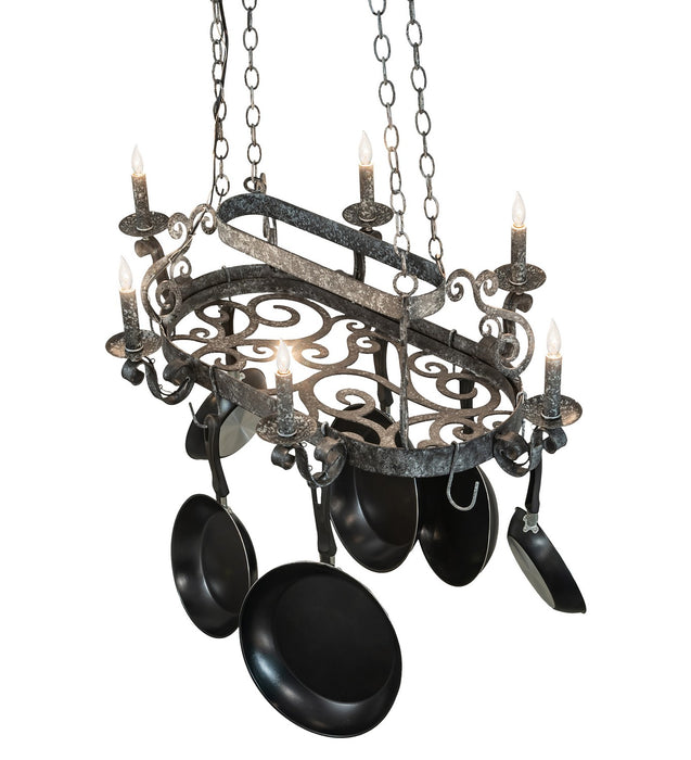 Meyda Tiffany 267145 Six Light Pot Rack, Graphite Pewter