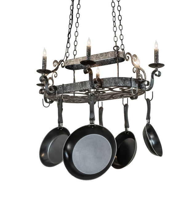 Meyda Tiffany 267145 Six Light Pot Rack, Graphite Pewter