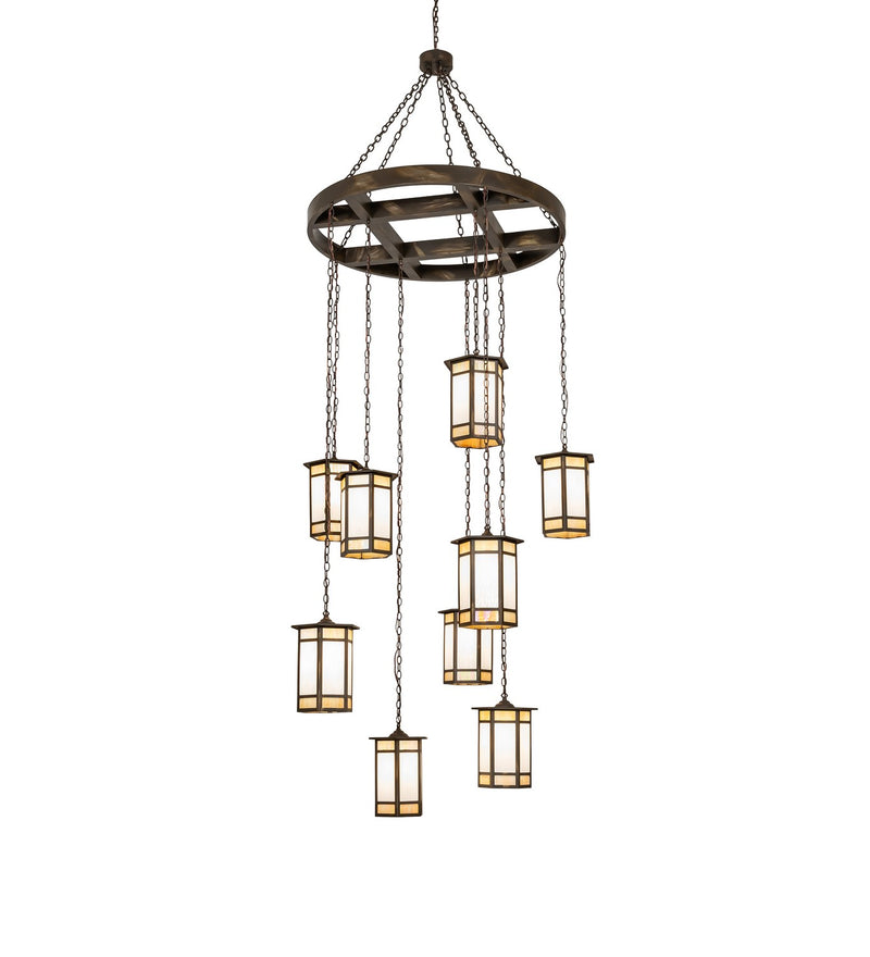 Meyda Tiffany 267316 Nine Light Pendant, Antique Brass Matte