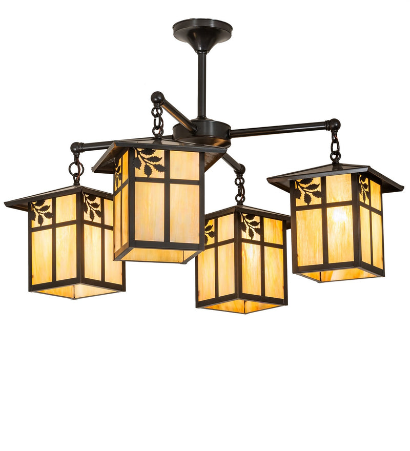 Meyda Tiffany 267995 Four Light Chandelier, Craftsman Brown
