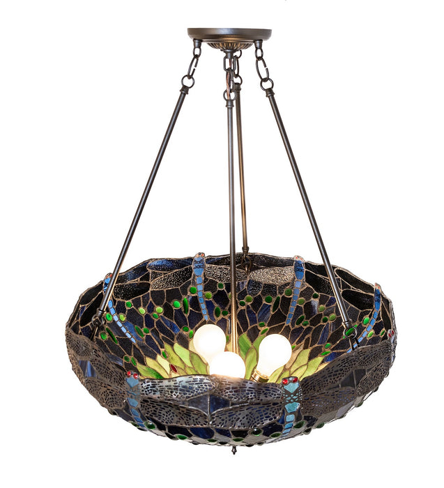 Meyda Tiffany 269544 Three Light Semi-Flushmount, Mahogany Bronze