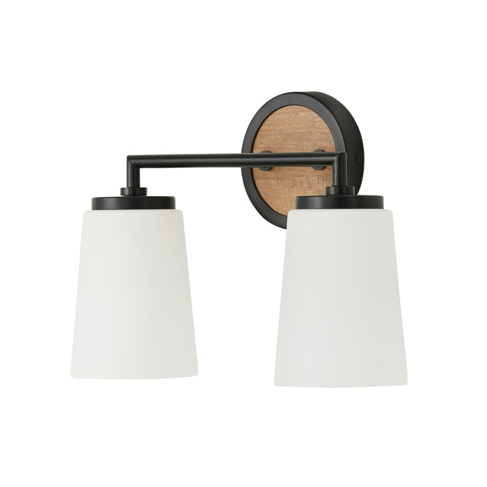 Capital Lighting 150821WK-546 Two Light Vanity, Light Wood and Matte Black