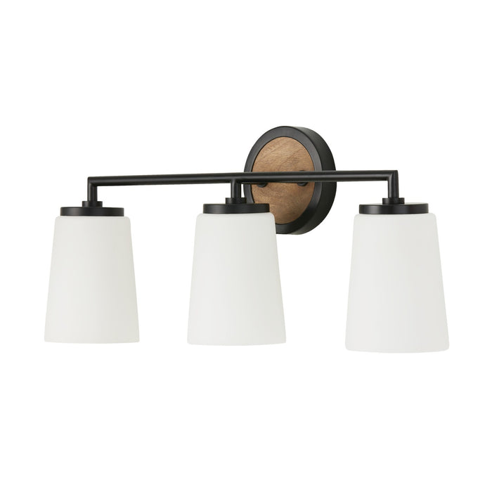 Capital Lighting 150831WK-546 Three Light Vanity, Light Wood and Matte Black