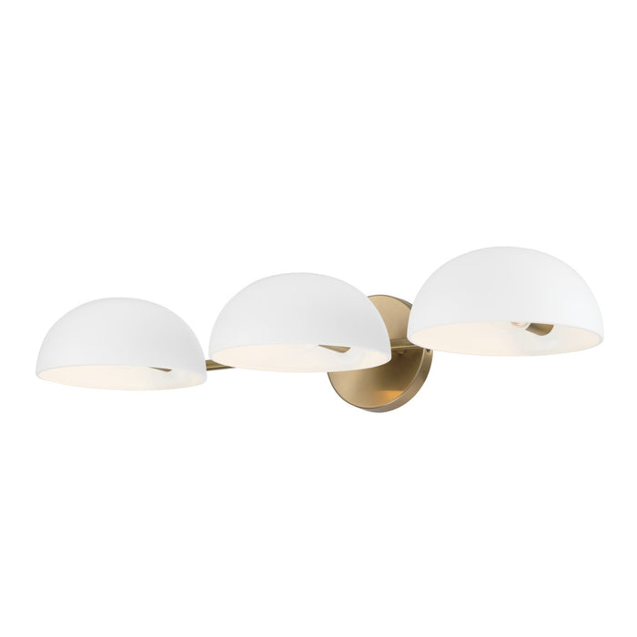 Capital Lighting 151431AW Three Light Vanity, Aged Brass and White