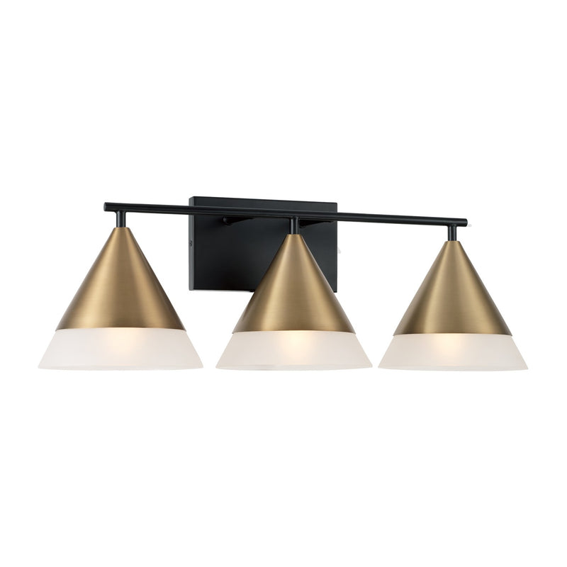 Capital Lighting 151931AB Three Light Vanity, Aged Brass and Black