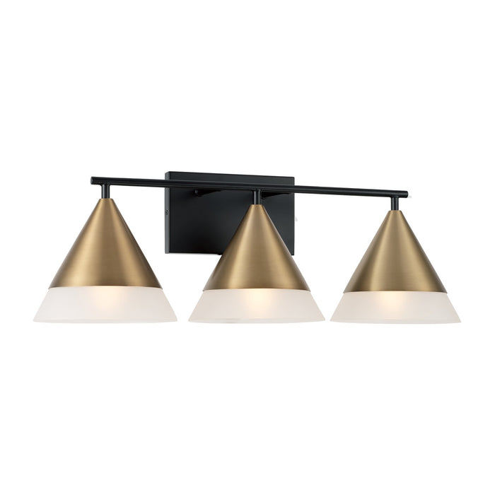Capital Lighting 151931AB Three Light Vanity, Aged Brass and Black