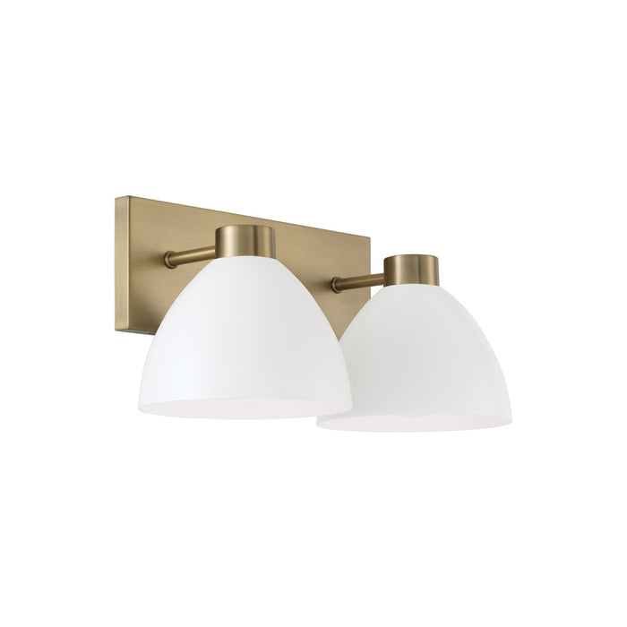 Capital Lighting 152021AW Two Light Vanity, Aged Brass and White