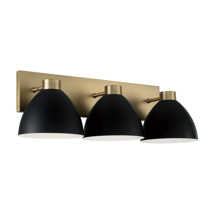 Capital Lighting 152031AB Three Light Vanity, Aged Brass and Black