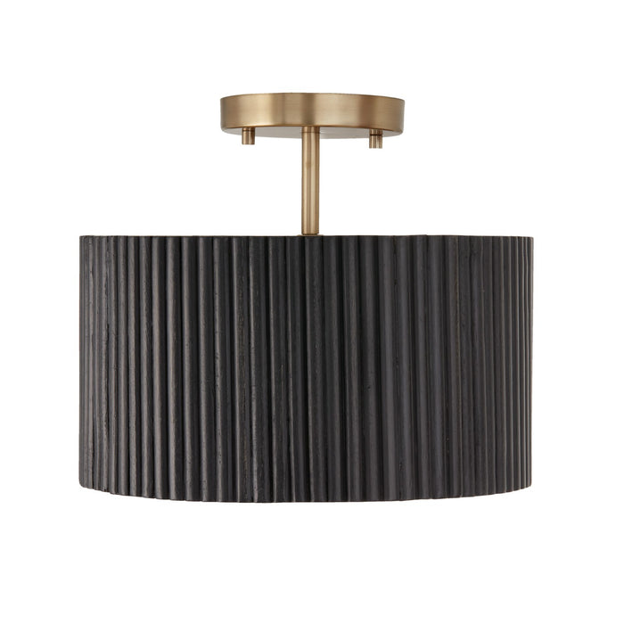 Capital Lighting 250711KR One Light Semi Flush Mount, Black Stain and Matte Brass