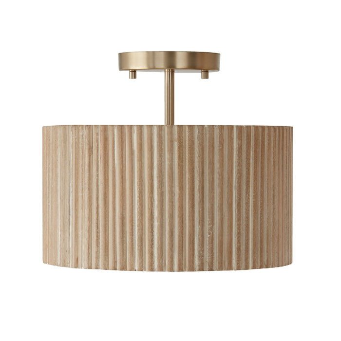 Capital Lighting 250711WS One Light Semi Flush Mount, White Wash and Matte Brass
