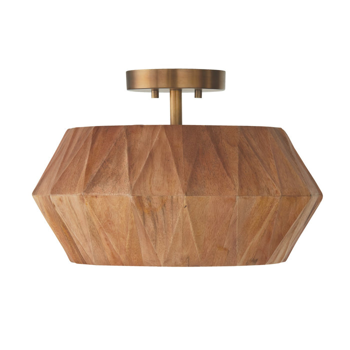 Capital Lighting 251011LW One Light Semi Flush Mount, Light Wood and Patinaed Brass