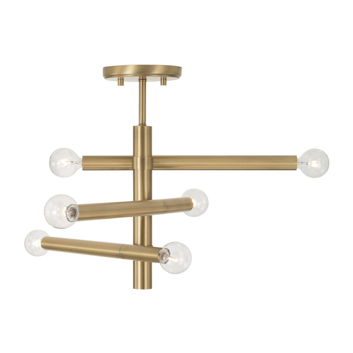 Capital Lighting 251261AD Six Light Semi Flush Mount, Aged Brass
