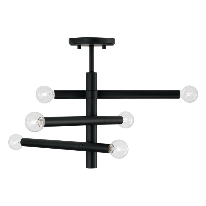 Capital Lighting 251261MB Six Light Semi Flush Mount, Matte Black