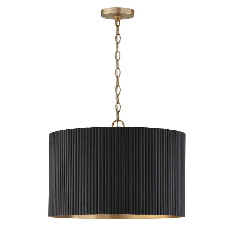 Capital Lighting 350741KR Three Light Pendant, Black Stain and Matte Brass