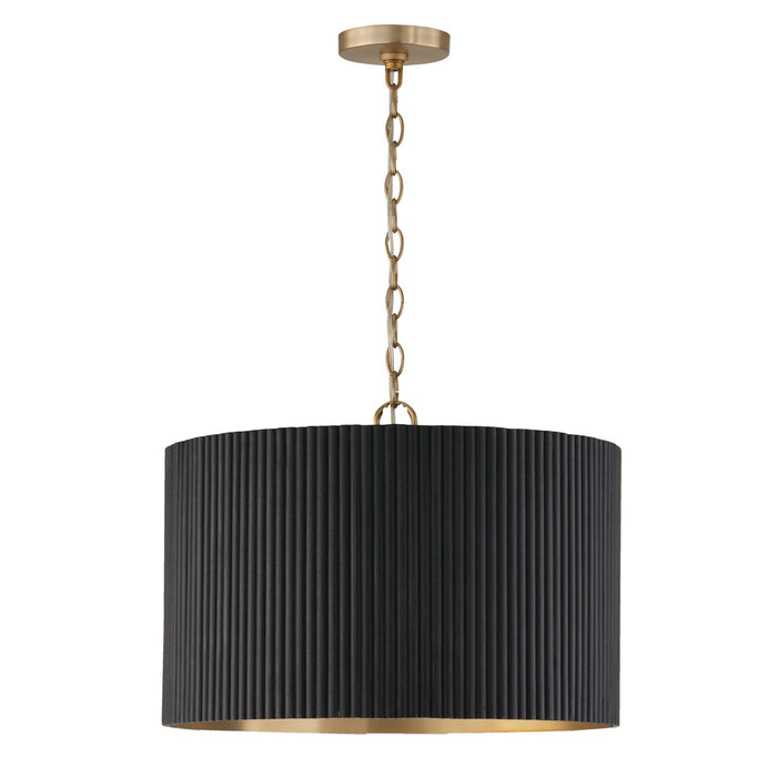 Capital Lighting 350741KR Three Light Pendant, Black Stain and Matte Brass