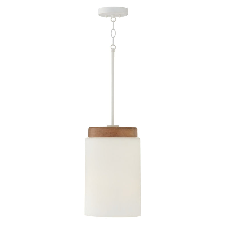 Capital Lighting 350911LT One Light Pendant, Light Wood and White