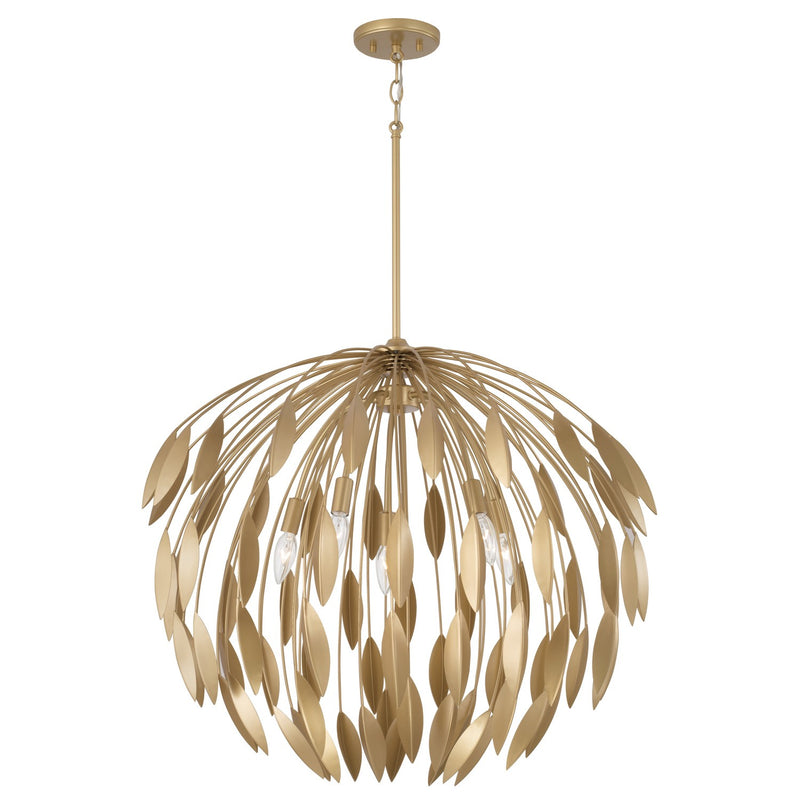 Capital Lighting 351851GF Five Light Pendant, Buffed Gold