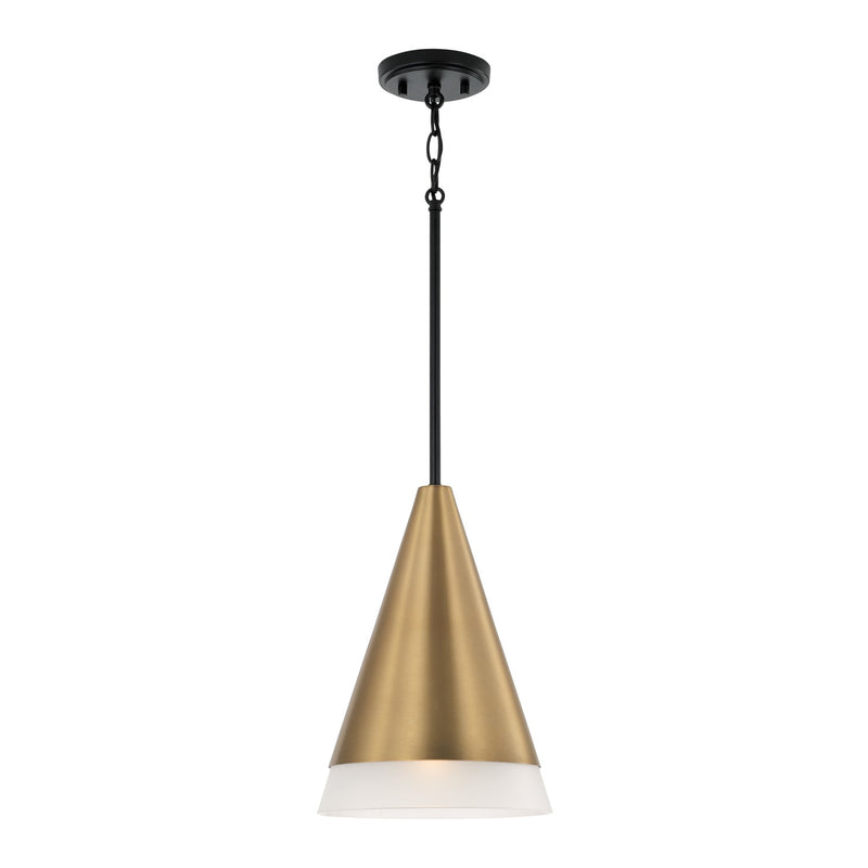 Capital Lighting 351911AB One Light Pendant, Aged Brass and Black