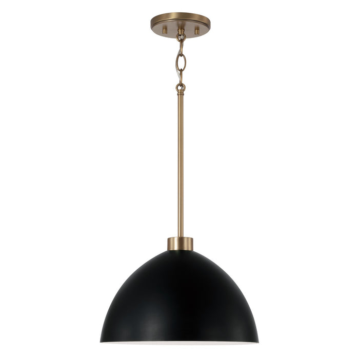Capital Lighting 352011AB One Light Pendant, Aged Brass and Black