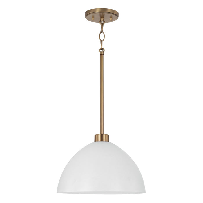 Capital Lighting 352011AW One Light Pendant, Aged Brass and White