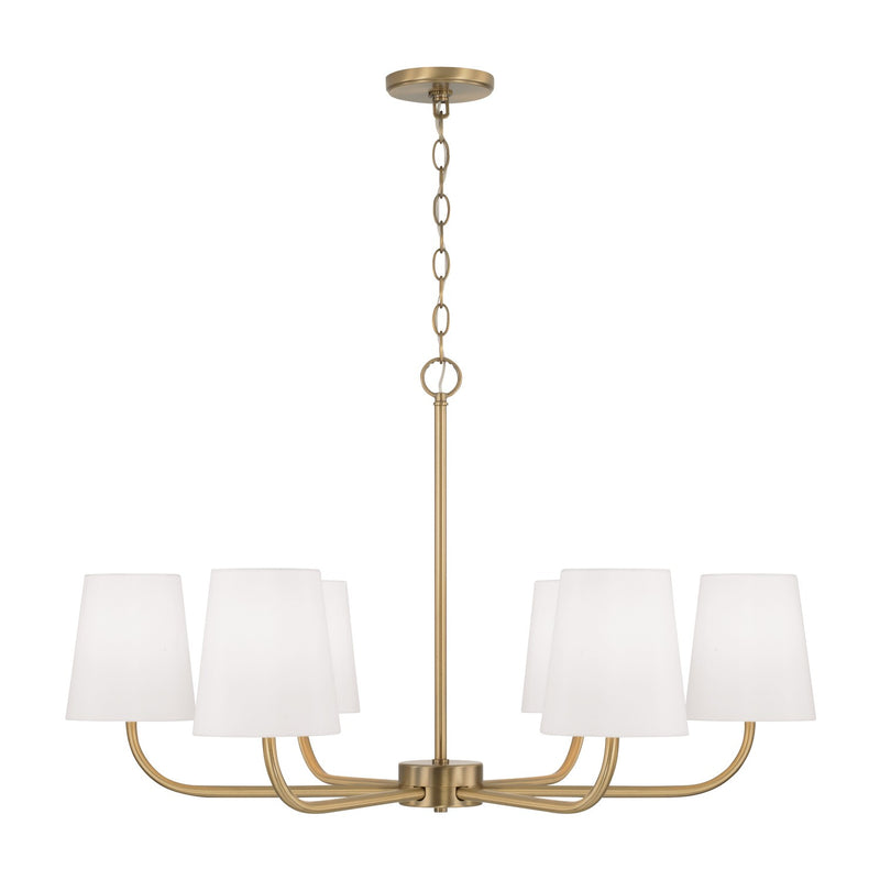 Capital Lighting 449462AD-706 Six Light Chandelier, Aged Brass
