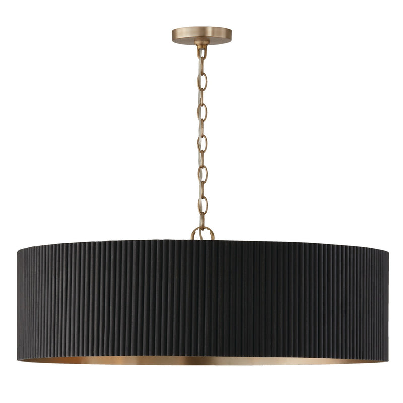 Capital Lighting 450741KR Four Light Chandelier, Black Stain and Matte Brass
