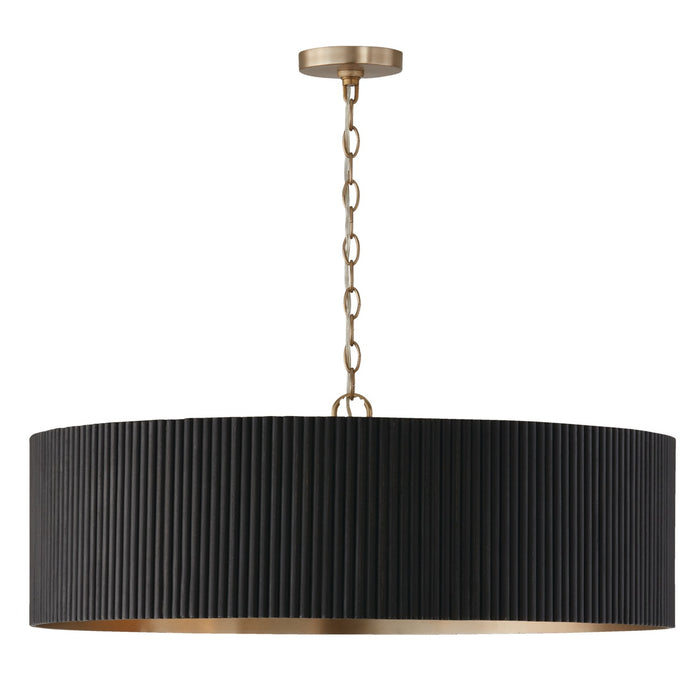 Capital Lighting 450741KR Four Light Chandelier, Black Stain and Matte Brass