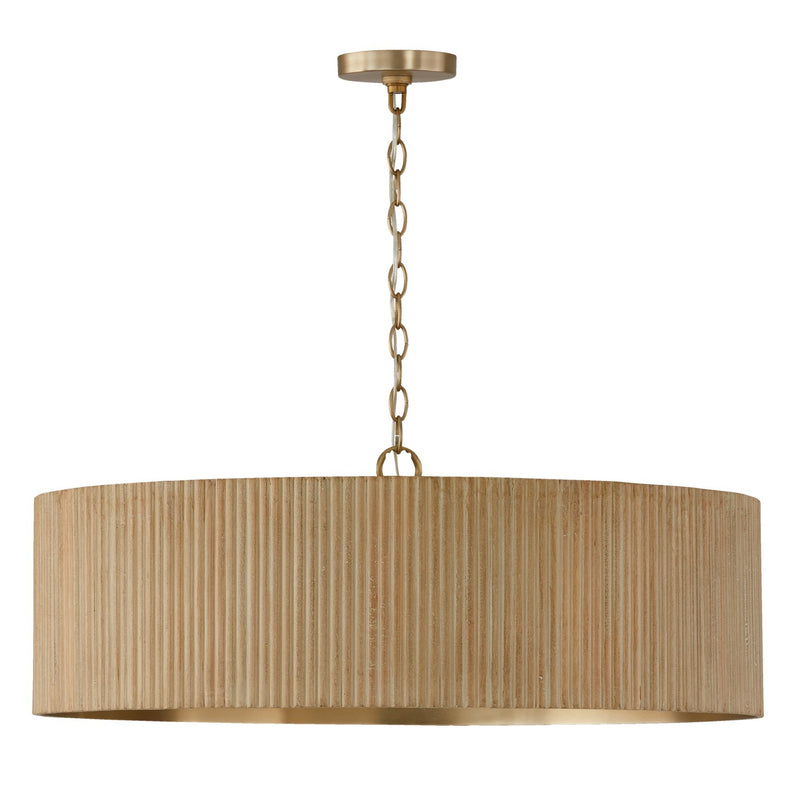 Capital Lighting 450741WS Four Light Chandelier, White Wash and Matte Brass