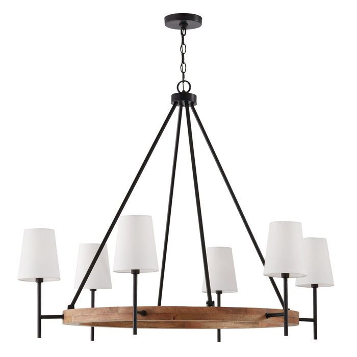 Capital Lighting 450861WK-709 Six Light Chandelier, Light Wood and Matte Black