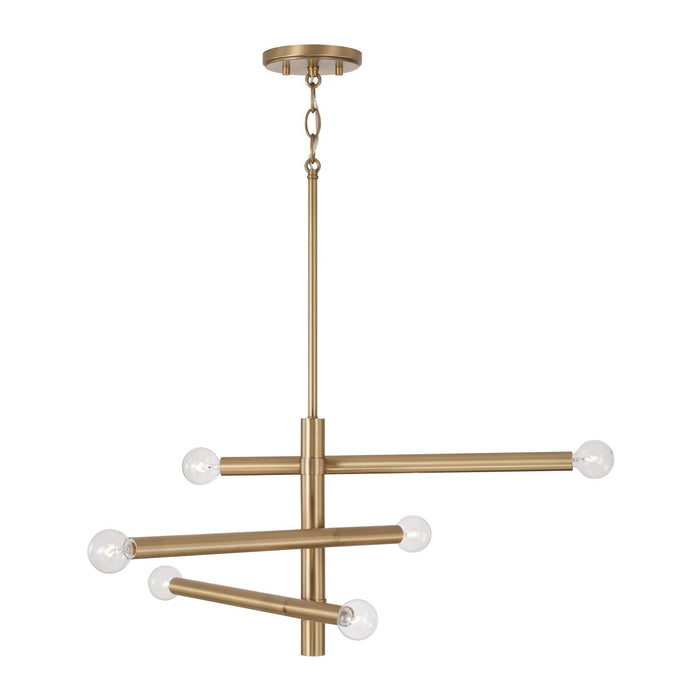 Capital Lighting 451261AD Six Light Chandelier, Aged Brass