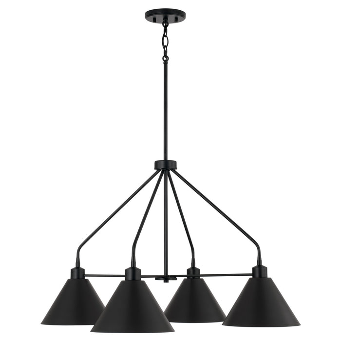 Capital Lighting 451341MB Four Light Chandelier, Matte Black