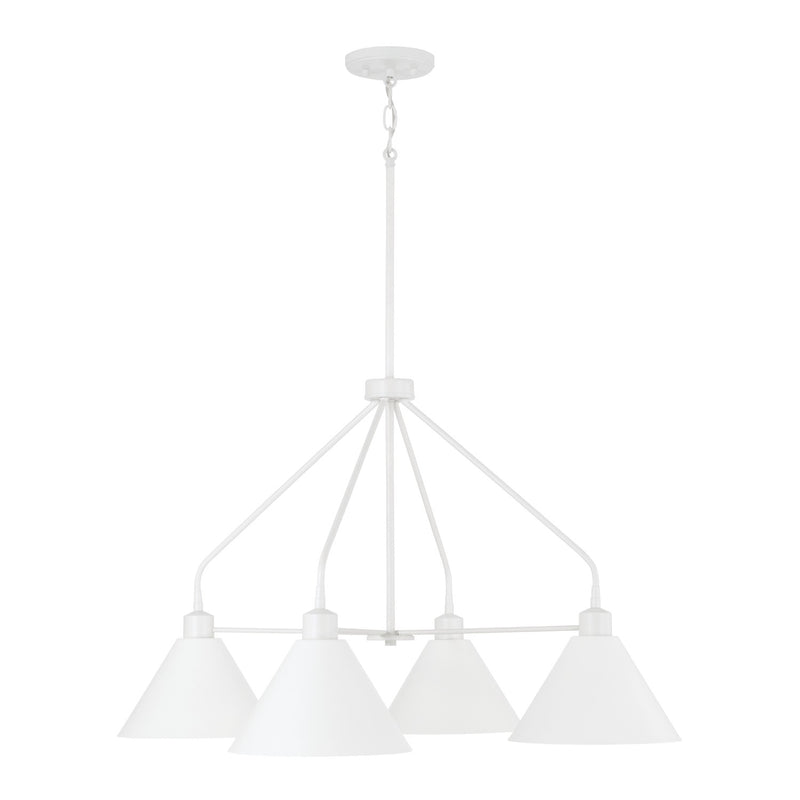 Capital Lighting 451341WE Four Light Chandelier, Matte White