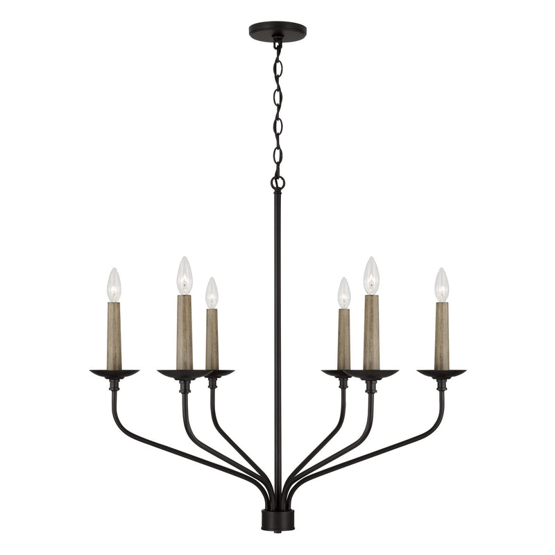 Capital Lighting 451561MB Six Light Chandelier, Matte Black