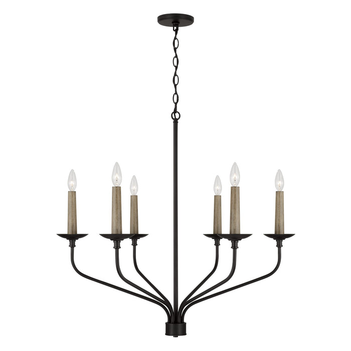 Capital Lighting 451561MB Six Light Chandelier, Matte Black