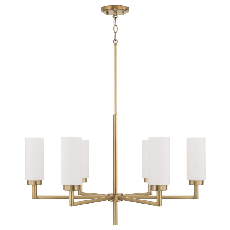 Capital Lighting 451761AD Six Light Chandelier, Aged Brass