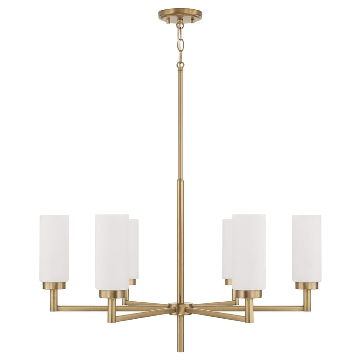 Capital Lighting 451761AD Six Light Chandelier, Aged Brass