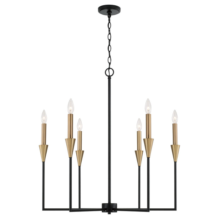 Capital Lighting 451961AB Six Light Chandelier, Aged Brass and Black