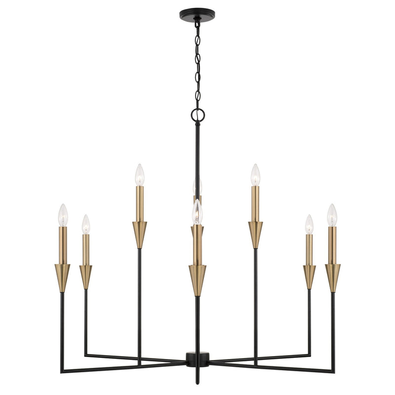 Capital Lighting 451991AB Nine Light Chandelier, Aged Brass and Black