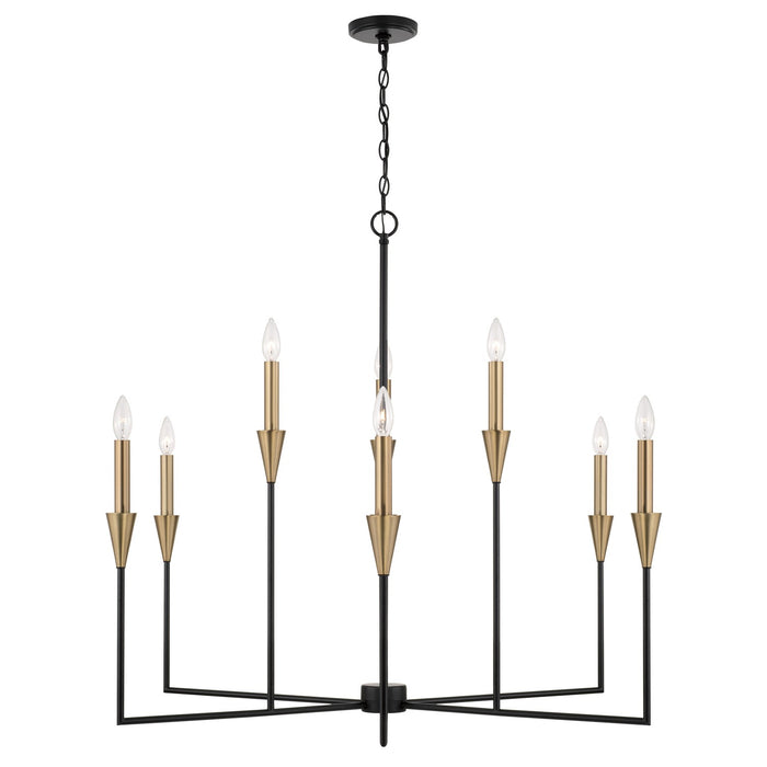 Capital Lighting 451991AB Nine Light Chandelier, Aged Brass and Black