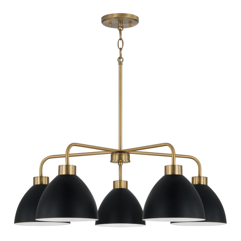 Capital Lighting 452051AB Five Light Chandelier, Aged Brass and Black