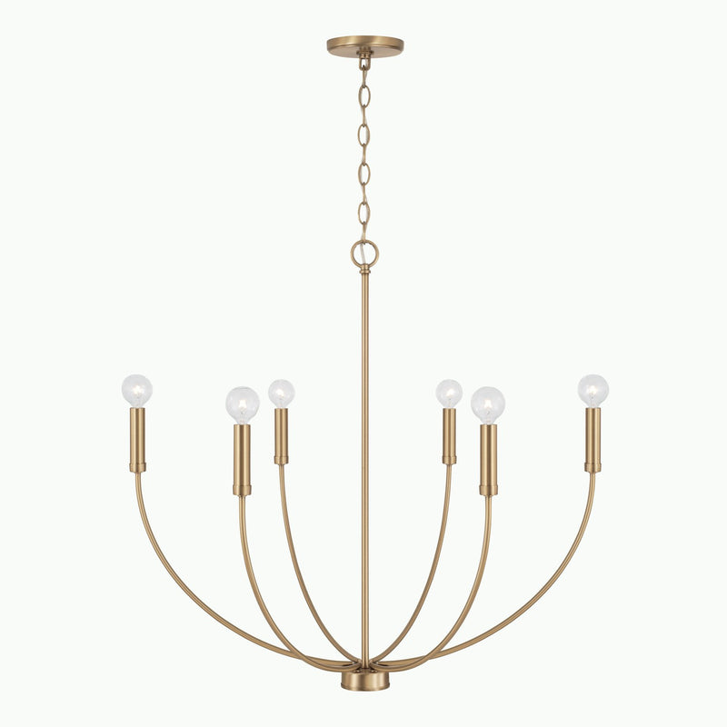 Capital Lighting 452161AD Six Light Chandelier, Aged Brass