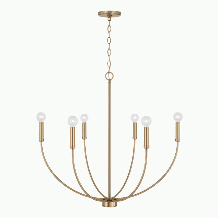 Capital Lighting 452161AD Six Light Chandelier, Aged Brass