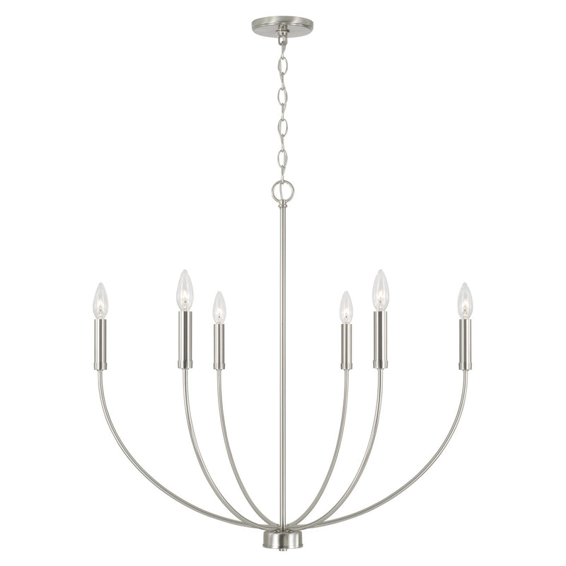 Capital Lighting 452161BN Six Light Chandelier, Brushed Nickel