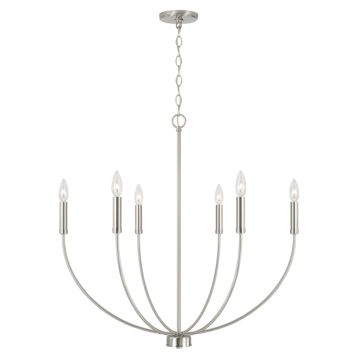 Capital Lighting 452161BN Six Light Chandelier, Brushed Nickel