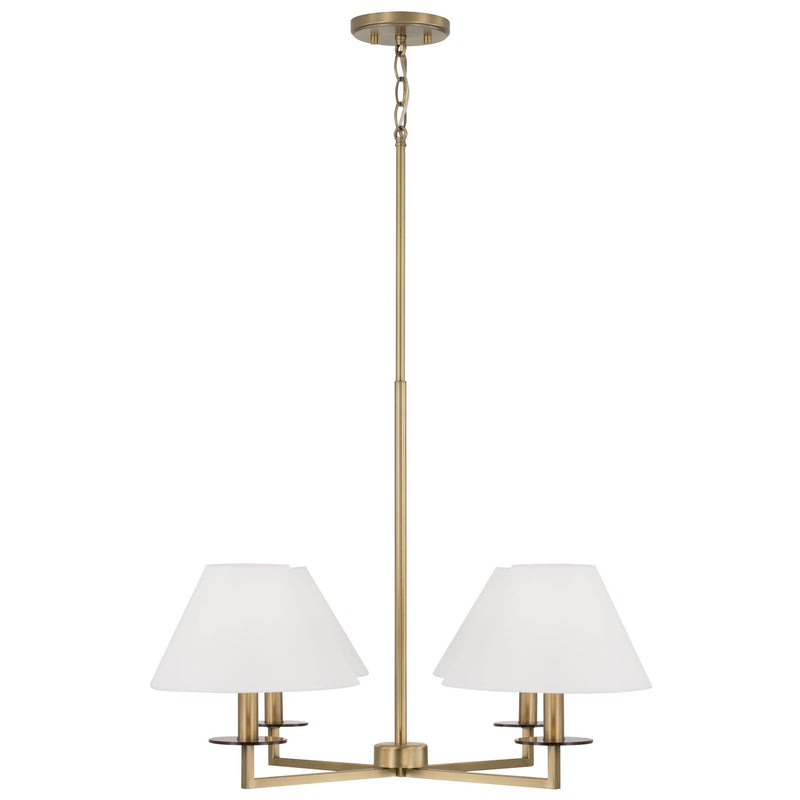 Capital Lighting 452241AD Four Light Chandelier, Aged Brass