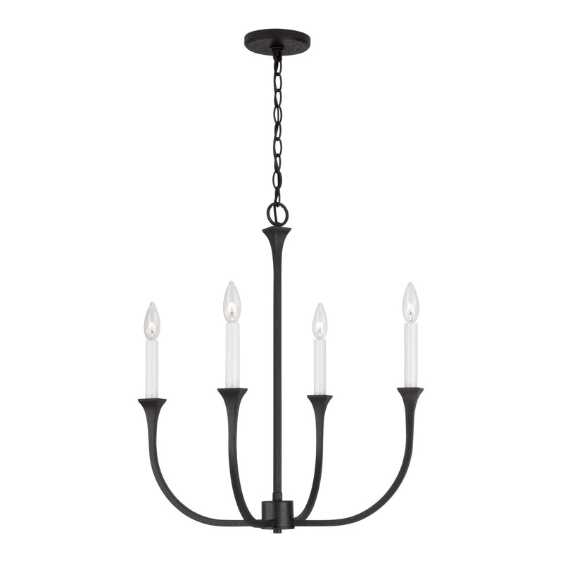 Capital Lighting 452341BI Four Light Chandelier, Black Iron
